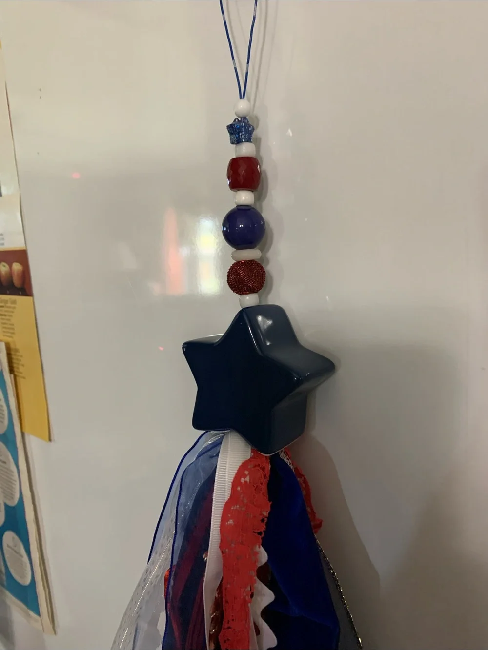 STAR SHAKER TASSEL RED WHITE BLUE USA Handmade 20”